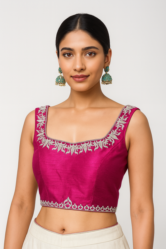 Light embroidered pink blouse