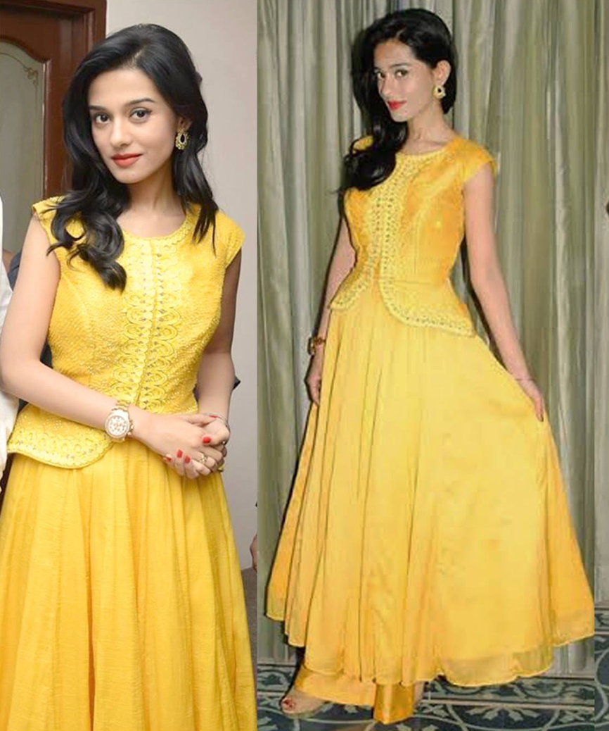 Amrita Rao in Yellow peplum anarkali with palazzo pants