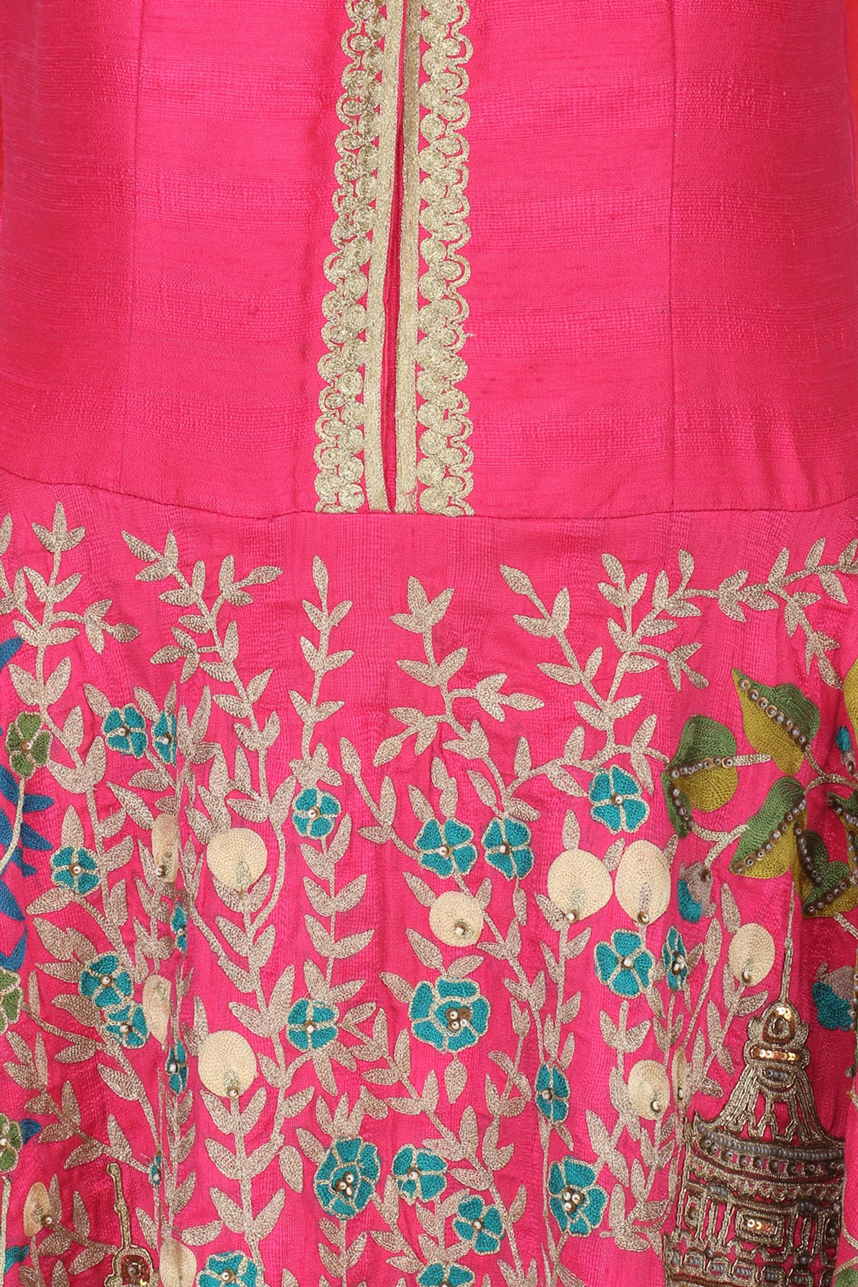 Fuschia Pink Full Length Floral Heavy Embroidered Anarkali