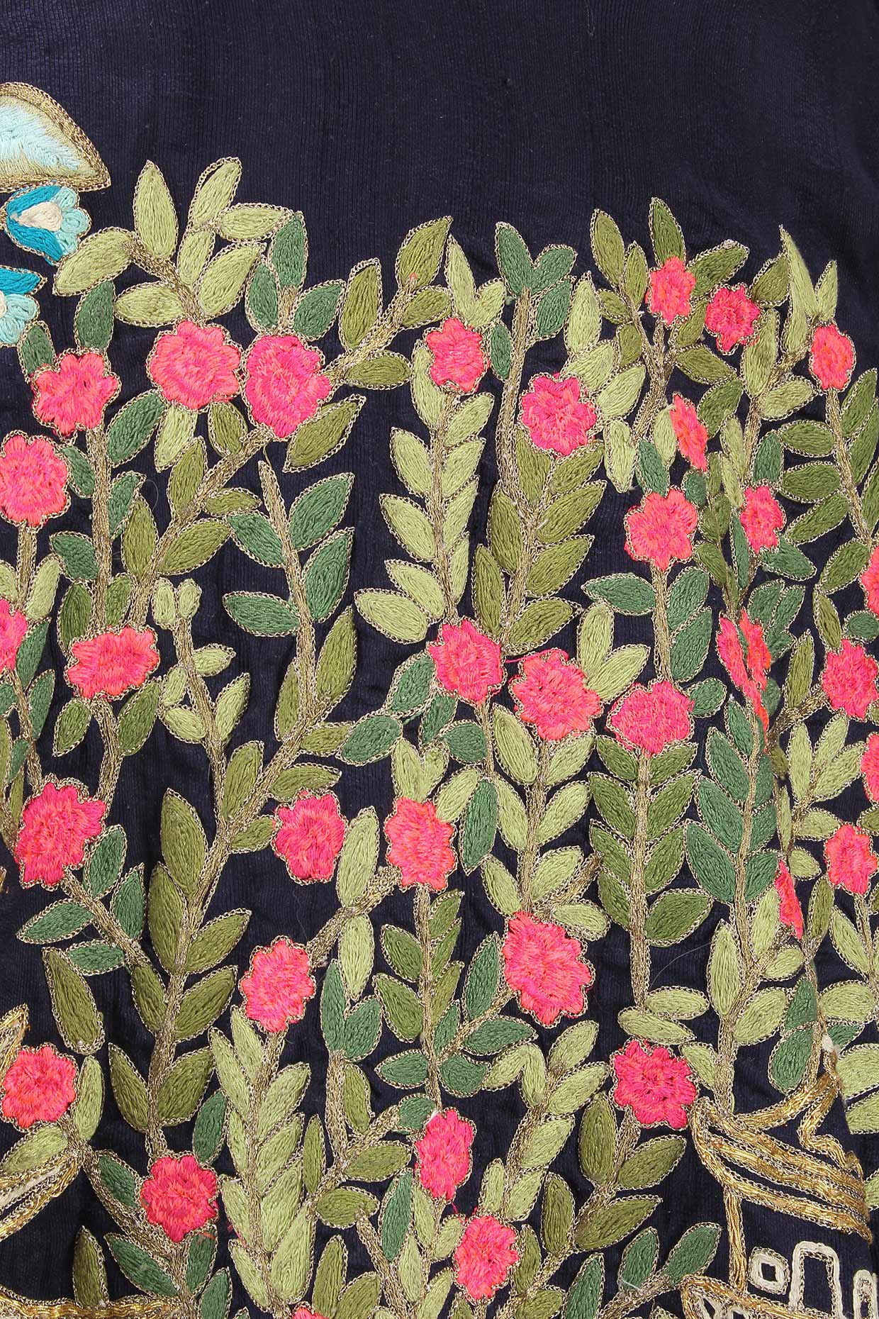 Navy Blue Floral Embroidered Floor Length Heavy Anarkali Gown