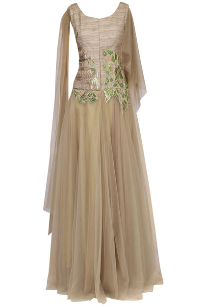 Dusky Gold Embroidered Gown