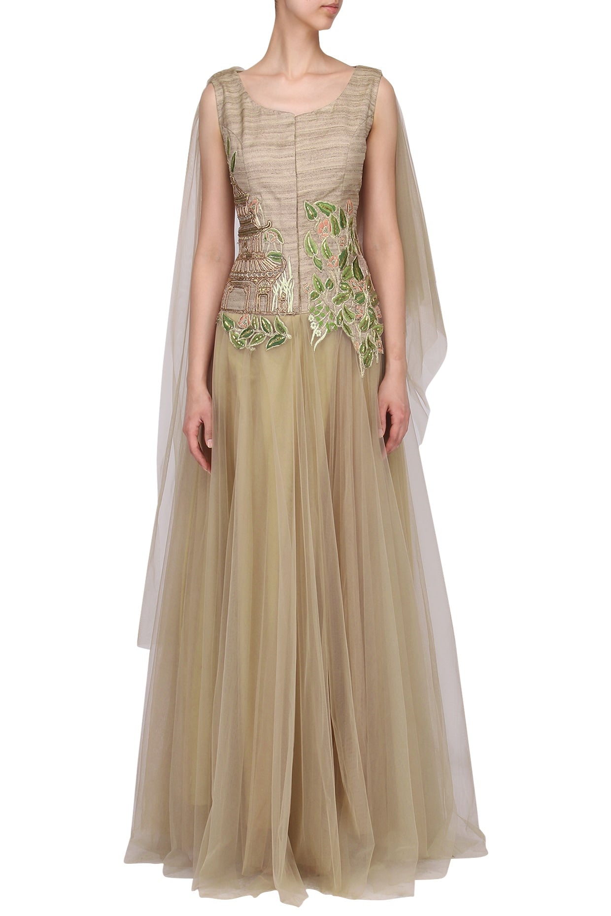 Dusky Gold Embroidered Gown