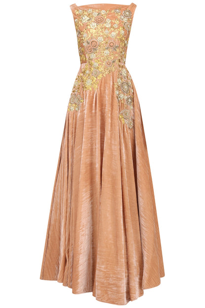 Peach Velvet Gown