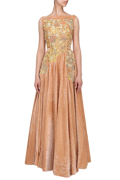 Peach Velvet Gown