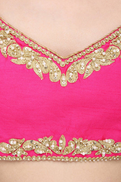 Shruti Hassan in Pink & Mustard Yellow Floral Temple Embroidered Heavy Lehenga Set