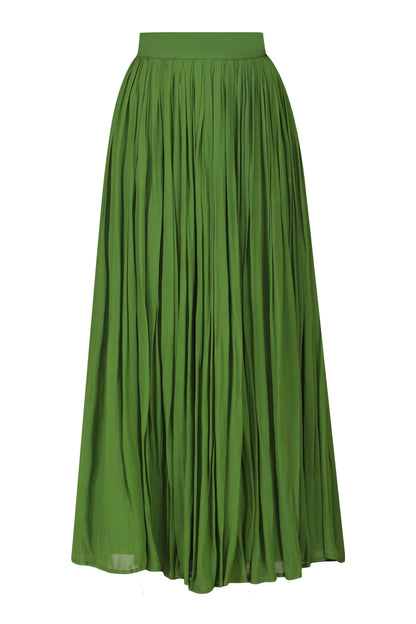 Teal heavily embroidered long jacket with Green Lehanga skirt set