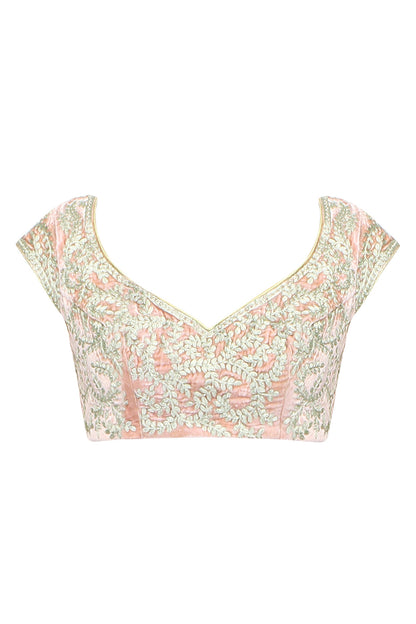 Baby pink velvet blouse