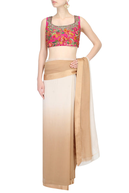 Pink Floral Zardozi Embroidered Blouse