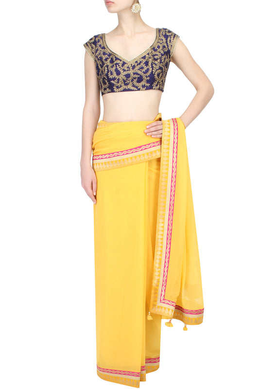 Royal Blue Antique Embroidered Blouse