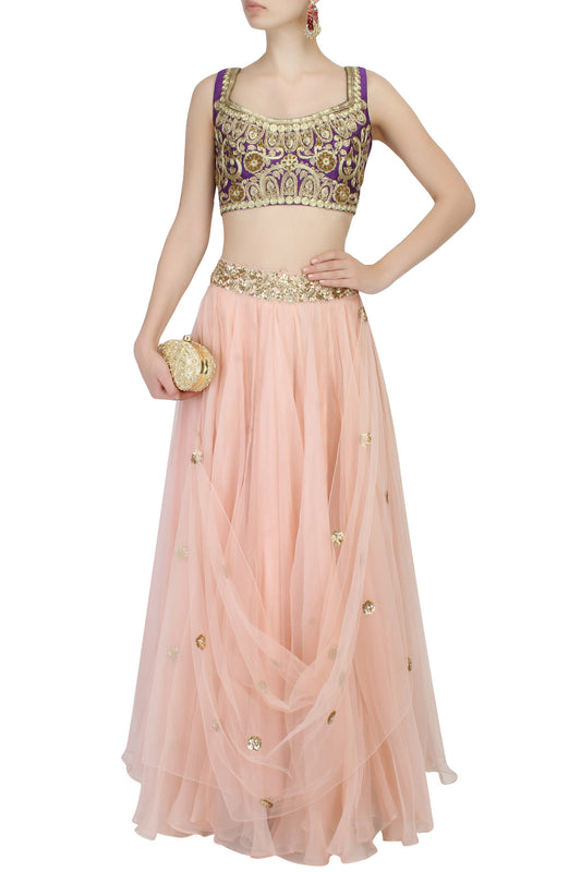 Purple zari embroidered Blouse