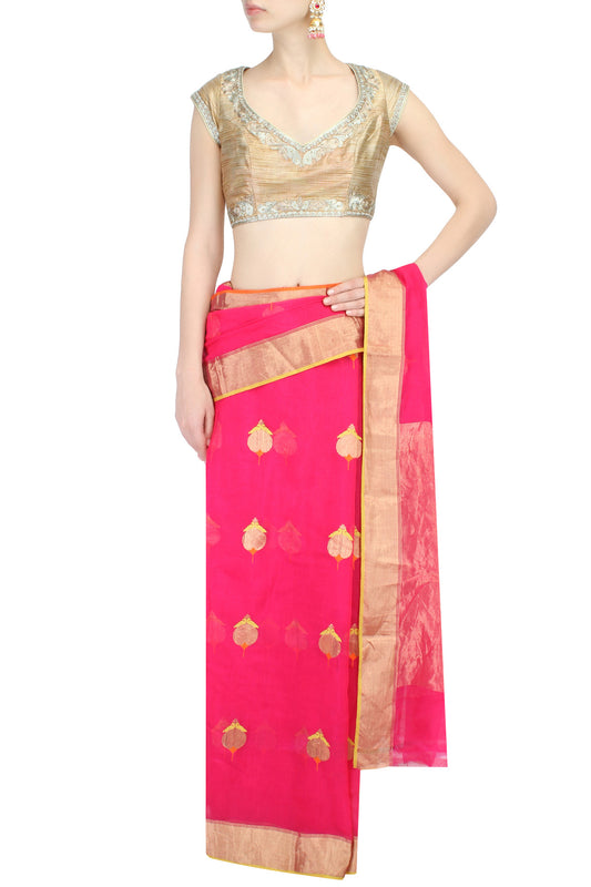 Gold Blouse with Zari Embroidery