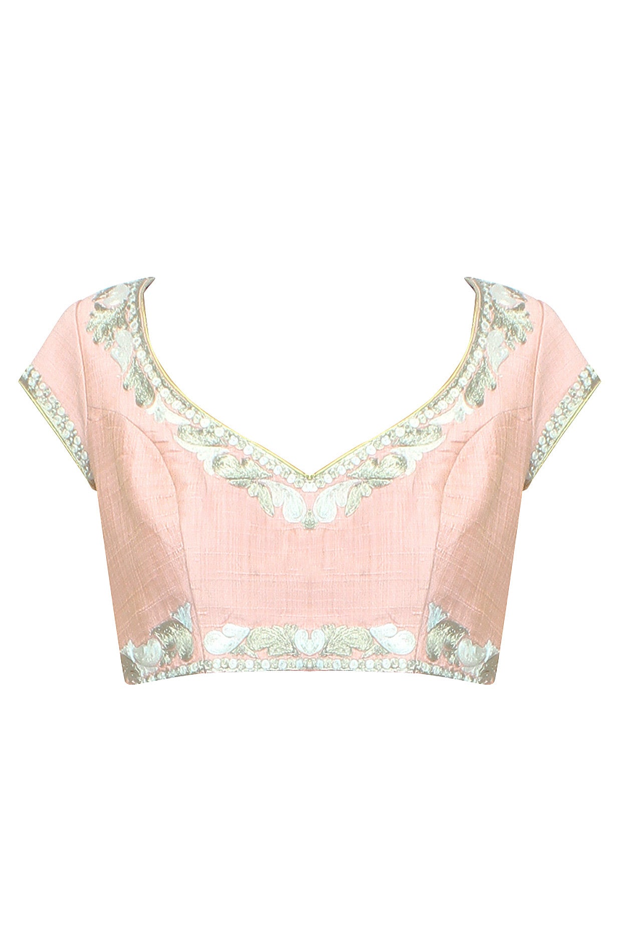 Baby Pink Blouse with Zari Embroidery