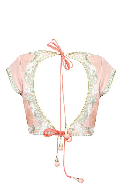 Baby Pink Blouse with Zari Embroidery