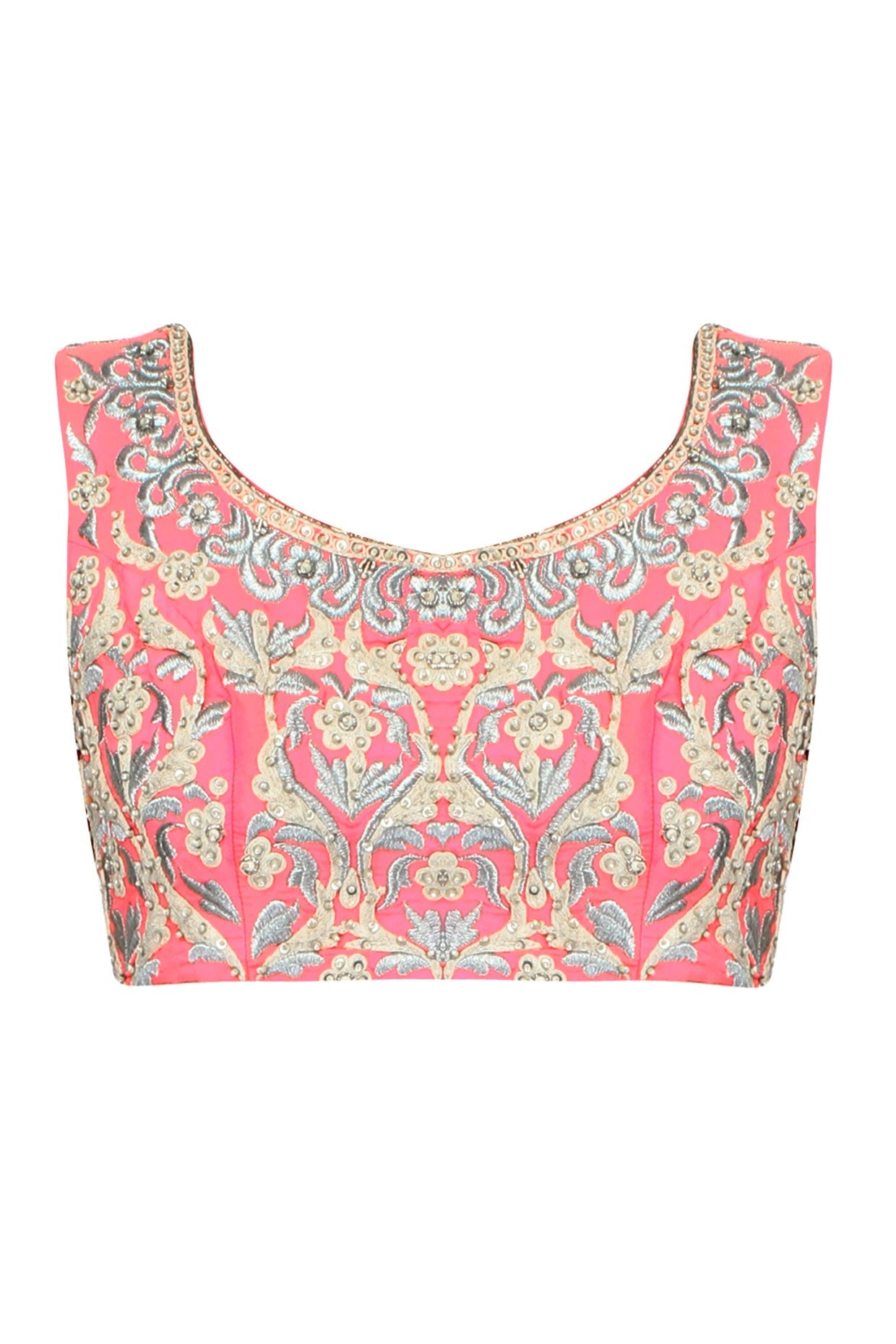 Carnation Pink Embroidered Blouse.