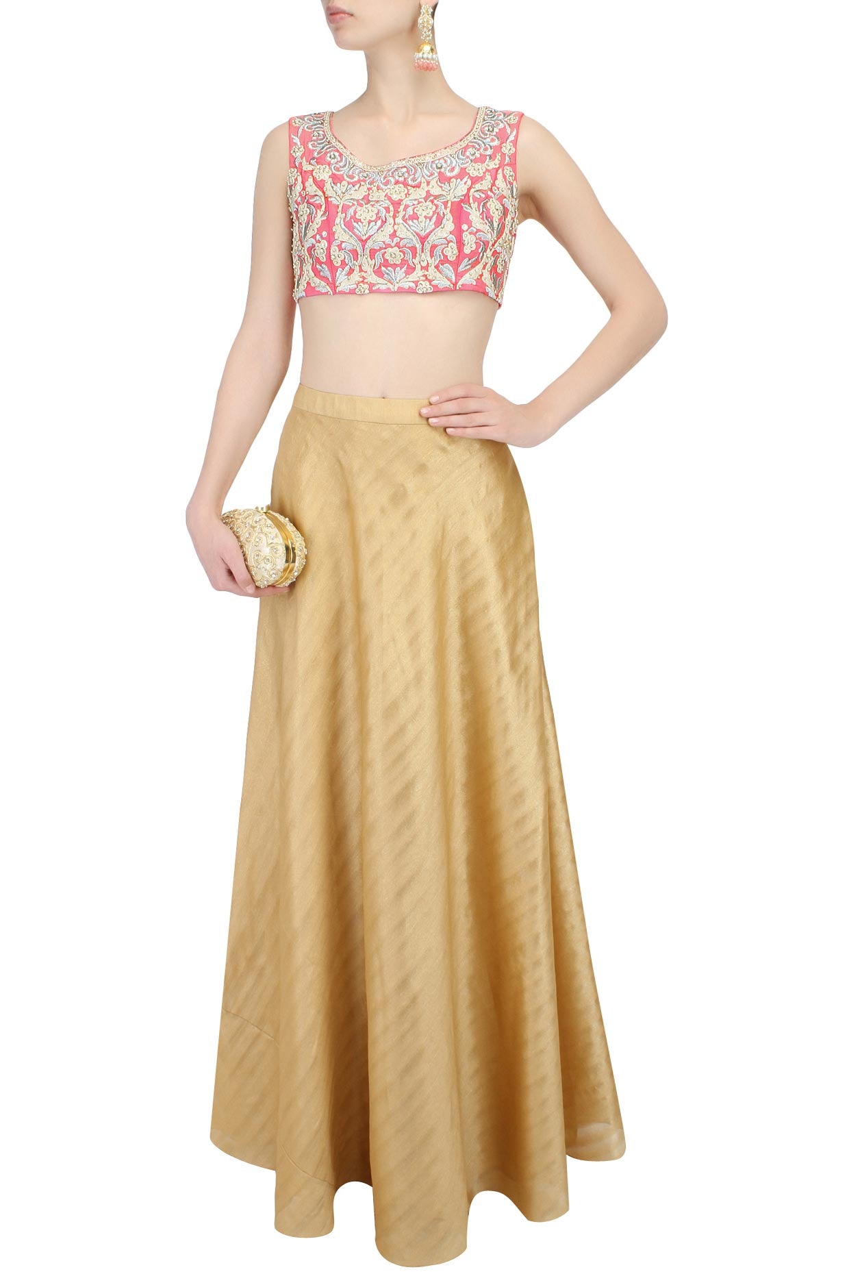 Carnation Pink Embroidered Blouse.