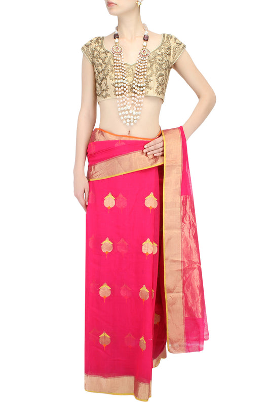 Antique Gold Zari Sequinned Embroidered Blouse