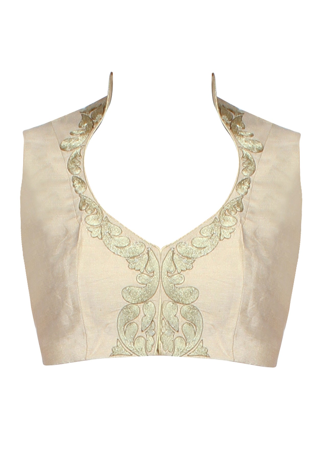 Light Gold Blouse with High Neck