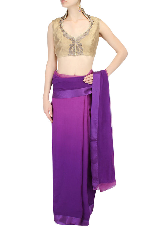 Gold Blouse with Antique Zari Embroidery