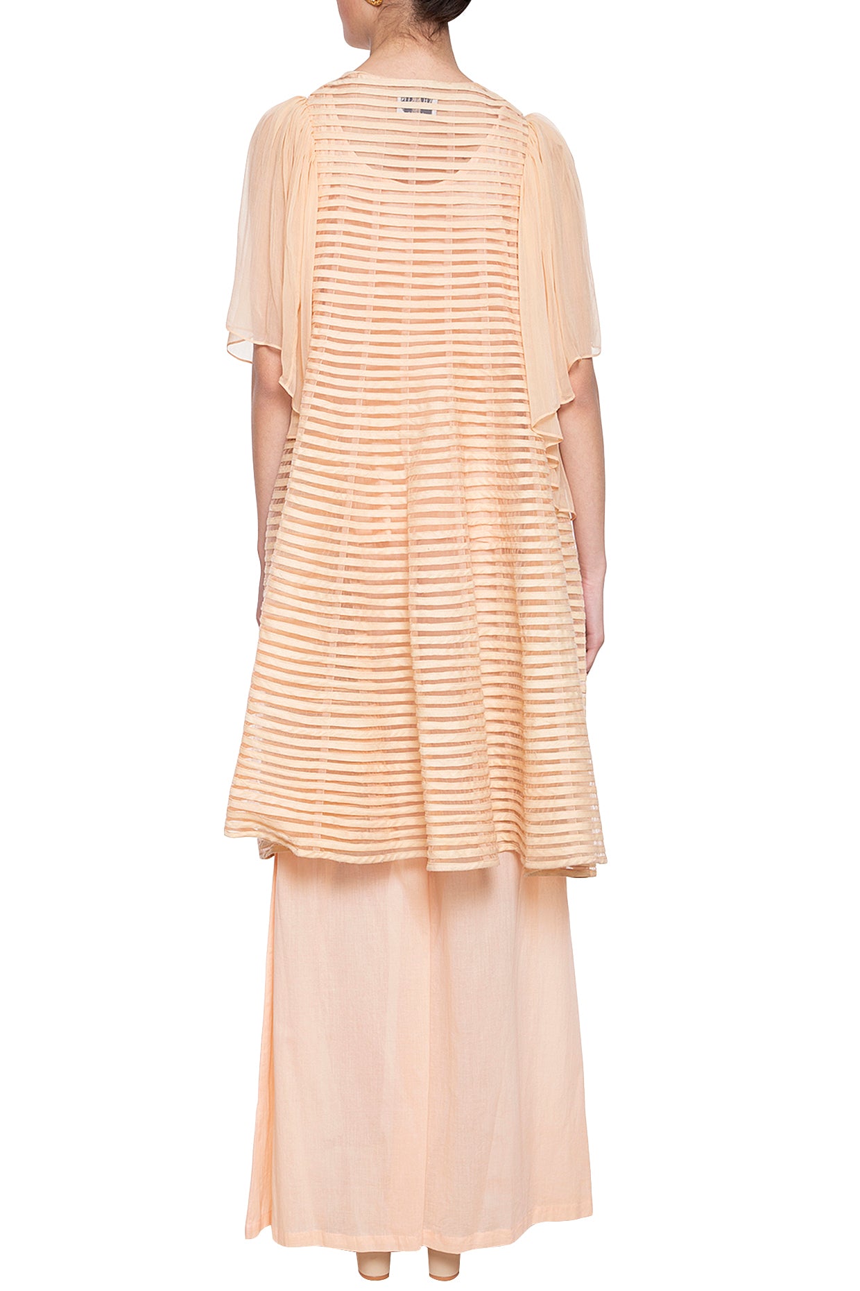 Peach embroidered anarkali set