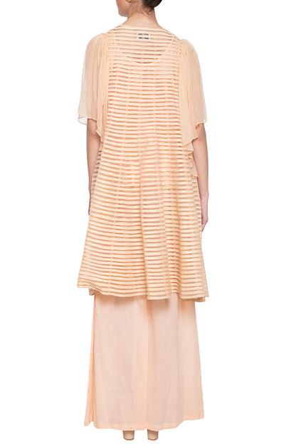 Peach embroidered anarkali set