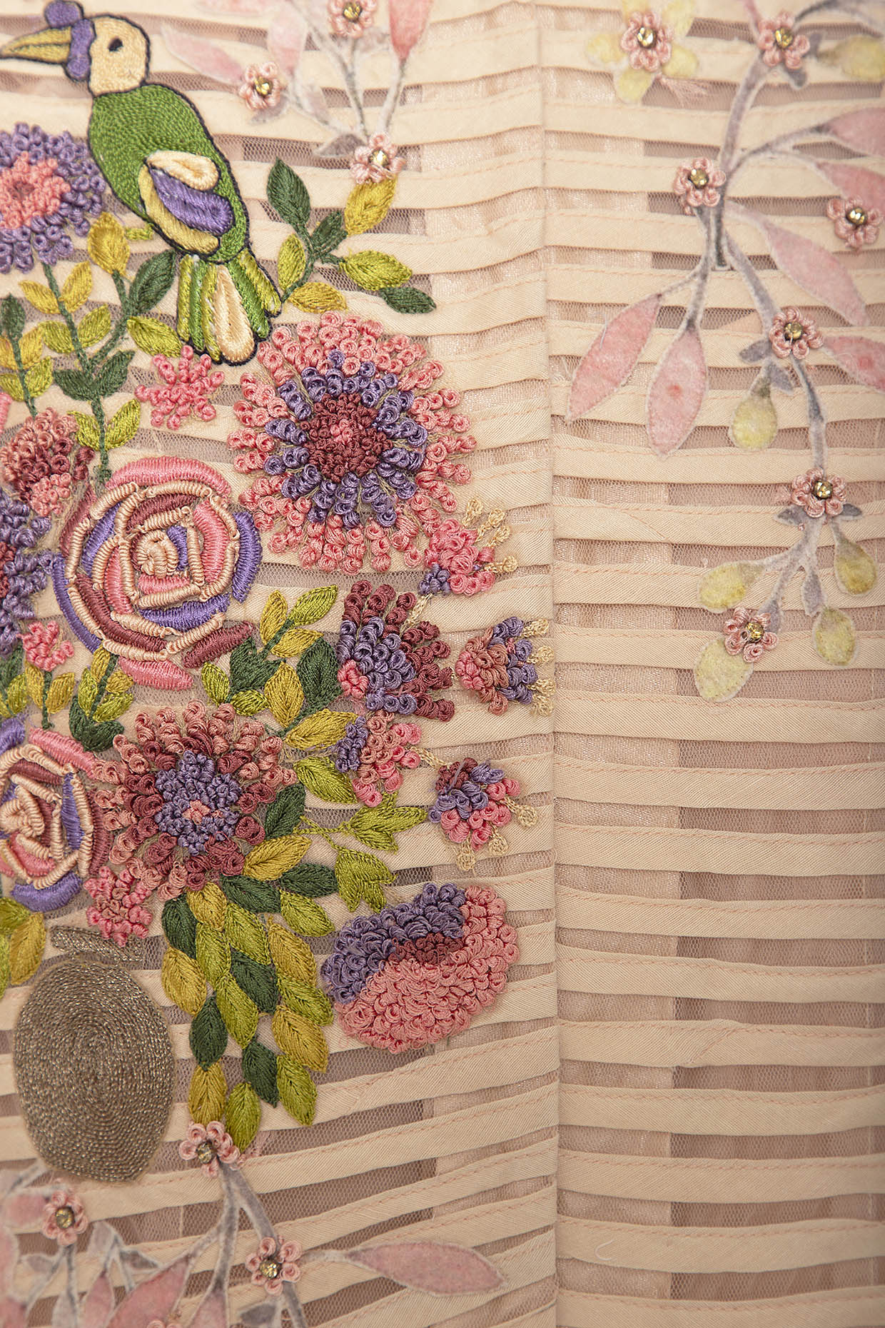 Peach embroidered anarkali set