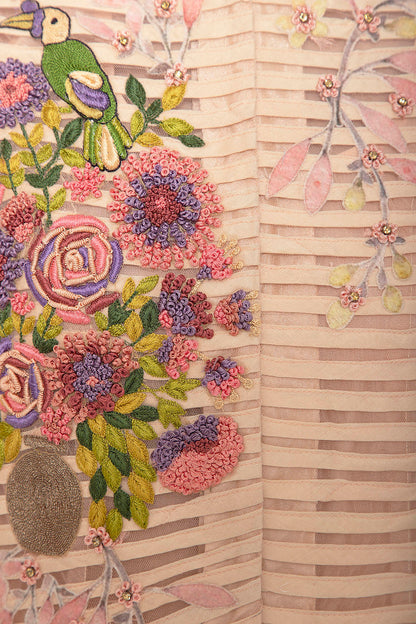 Peach embroidered anarkali set