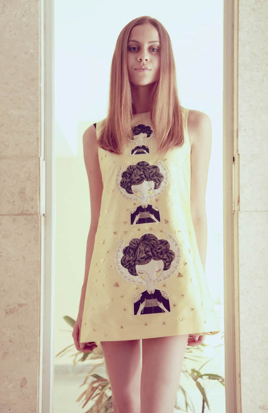 The girl with many faces Pale Yellow Dress