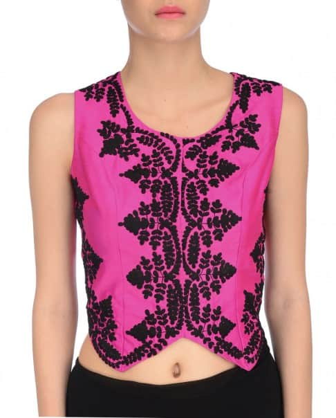 Black Leaf Embroidered Waistcoat