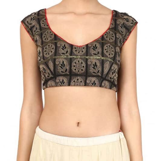 Black Handwoven Jaquard Blouse