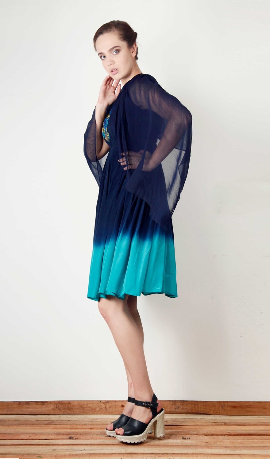 Blue Ombre Georgette Dress