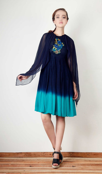 Blue Ombre Georgette Dress