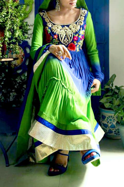 Cobalt Blue Embroidered Anarkali Set