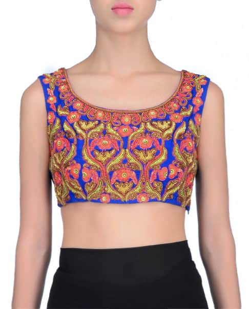 Bright blue embroidered lehanga blouse