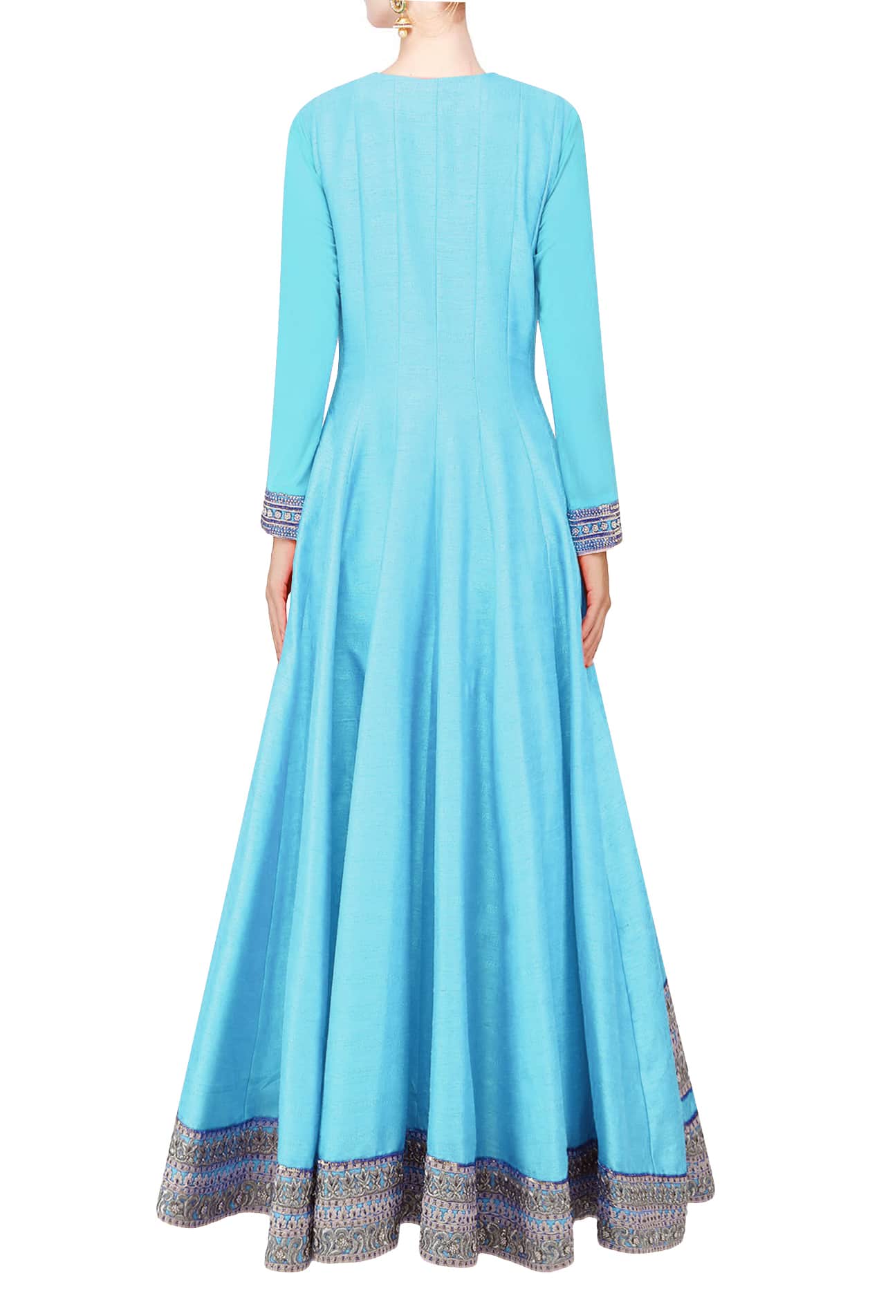 Bright blue flared anarkali set