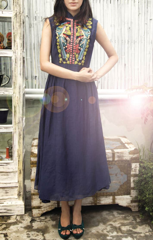 Blue Bird Embroidered dress