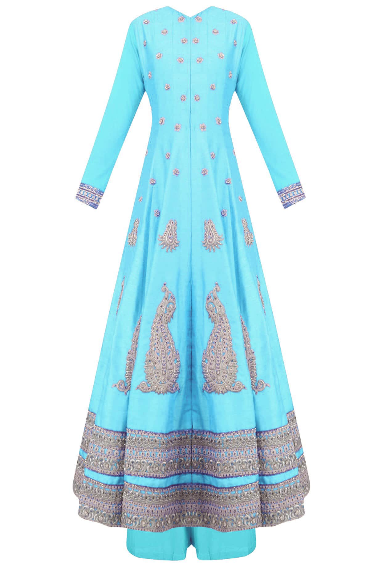 Bright blue flared anarkali set