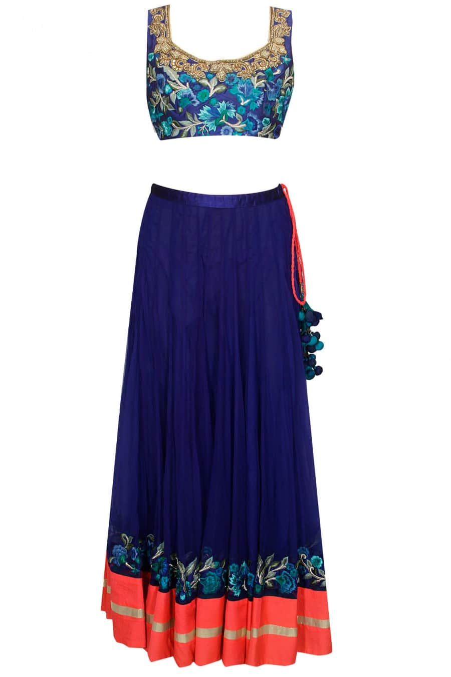 Blue Embroidered Sangeet Lehenga Set