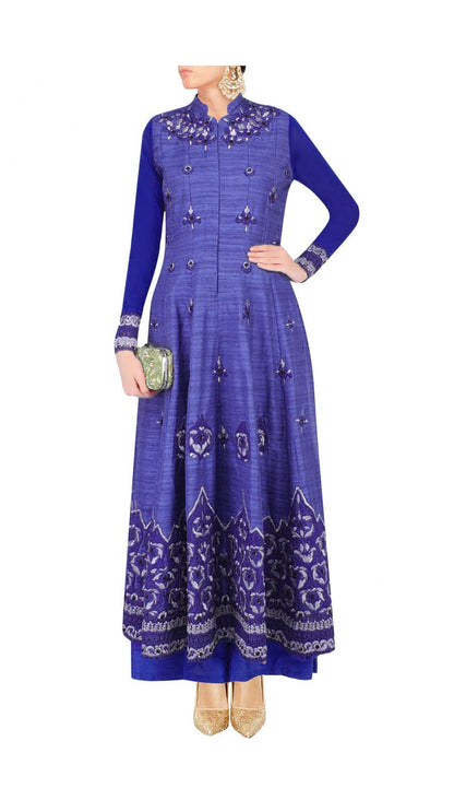 Bright blue long anarkali set