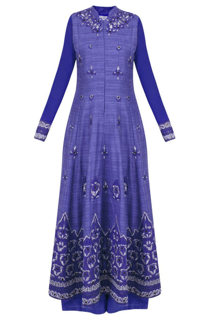 Bright blue long anarkali set