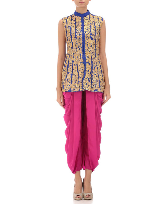 zari jacket with dhoti pants set