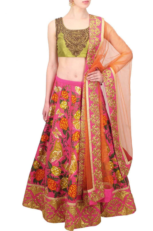 Pink Butterfly Bridal Lehenga Set