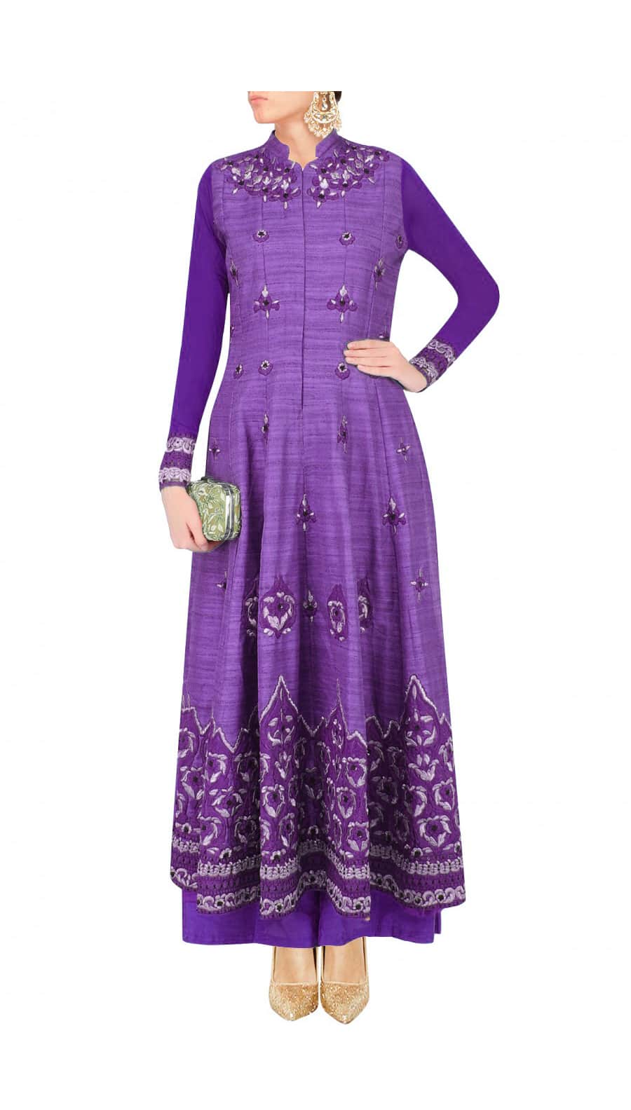 Purple long anarkali set