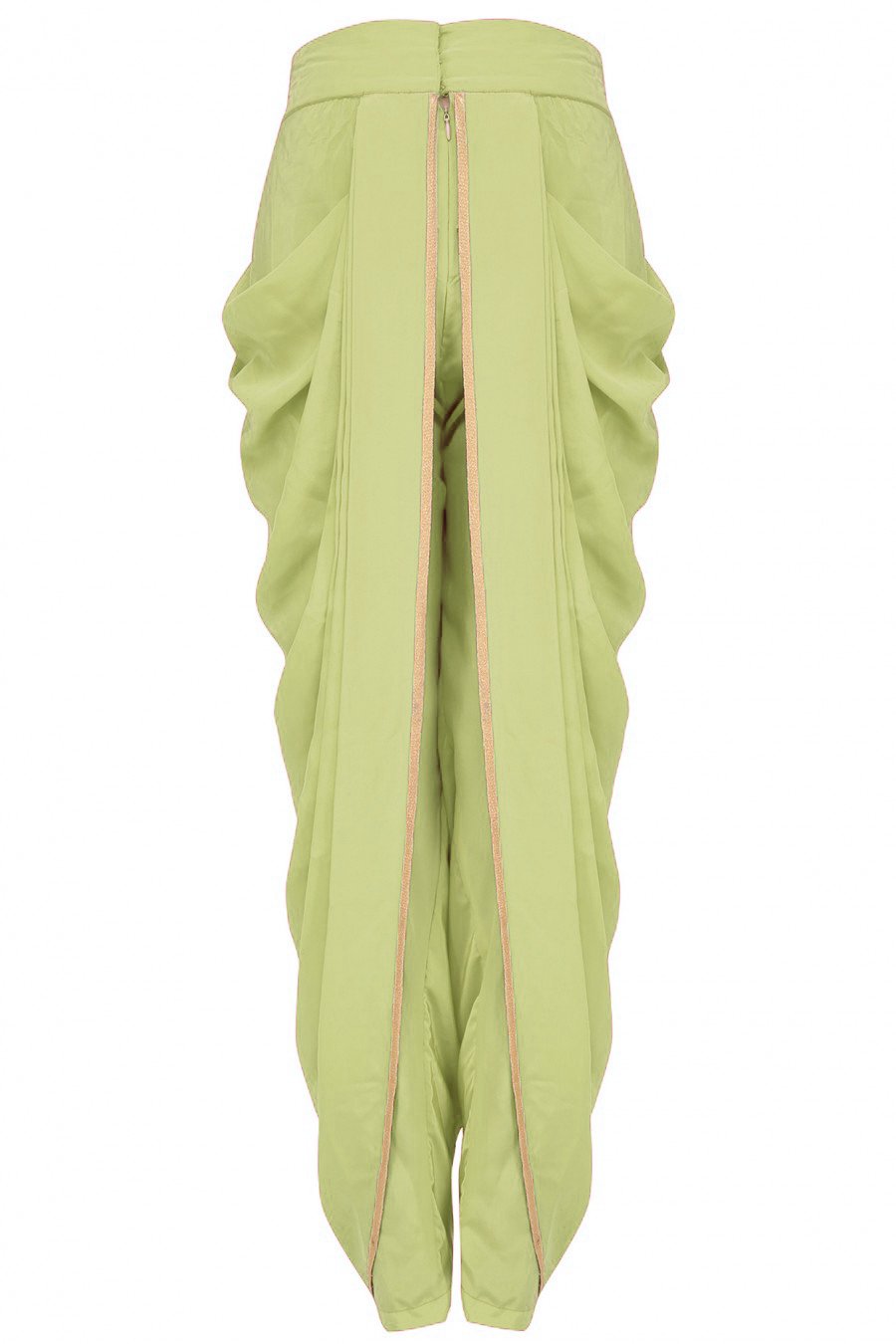 Pistachio green straight kurta with dhoti pants and ivory net dupatta