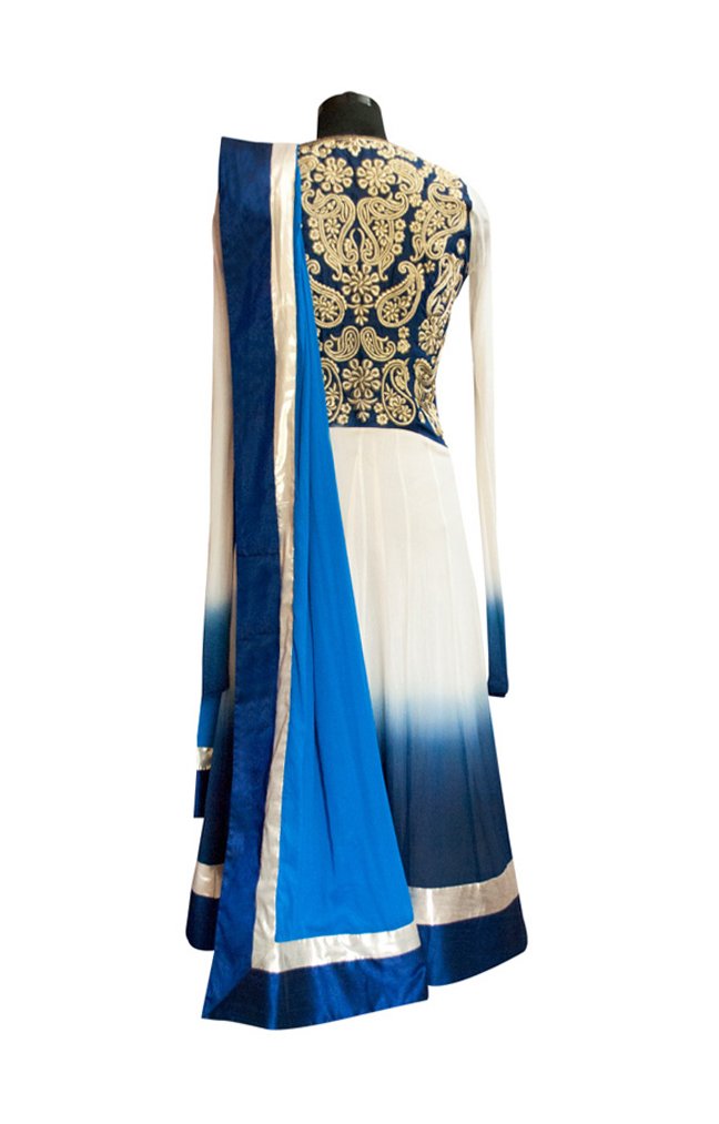 Blue Shaded Embroidered Anarkali set