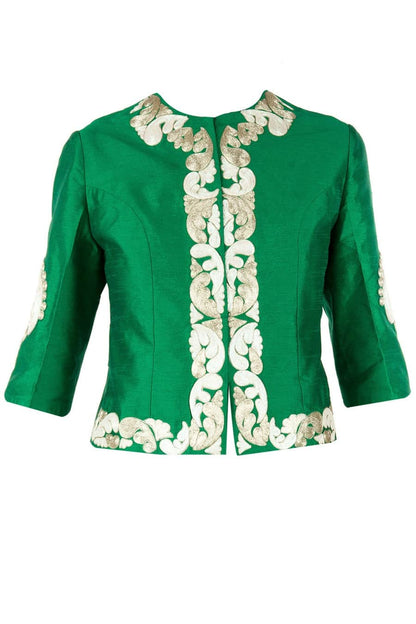 Emerald green jacket with anarkali and palazoes pants