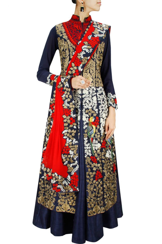 Navy Blue Lehenga Set with Jacket