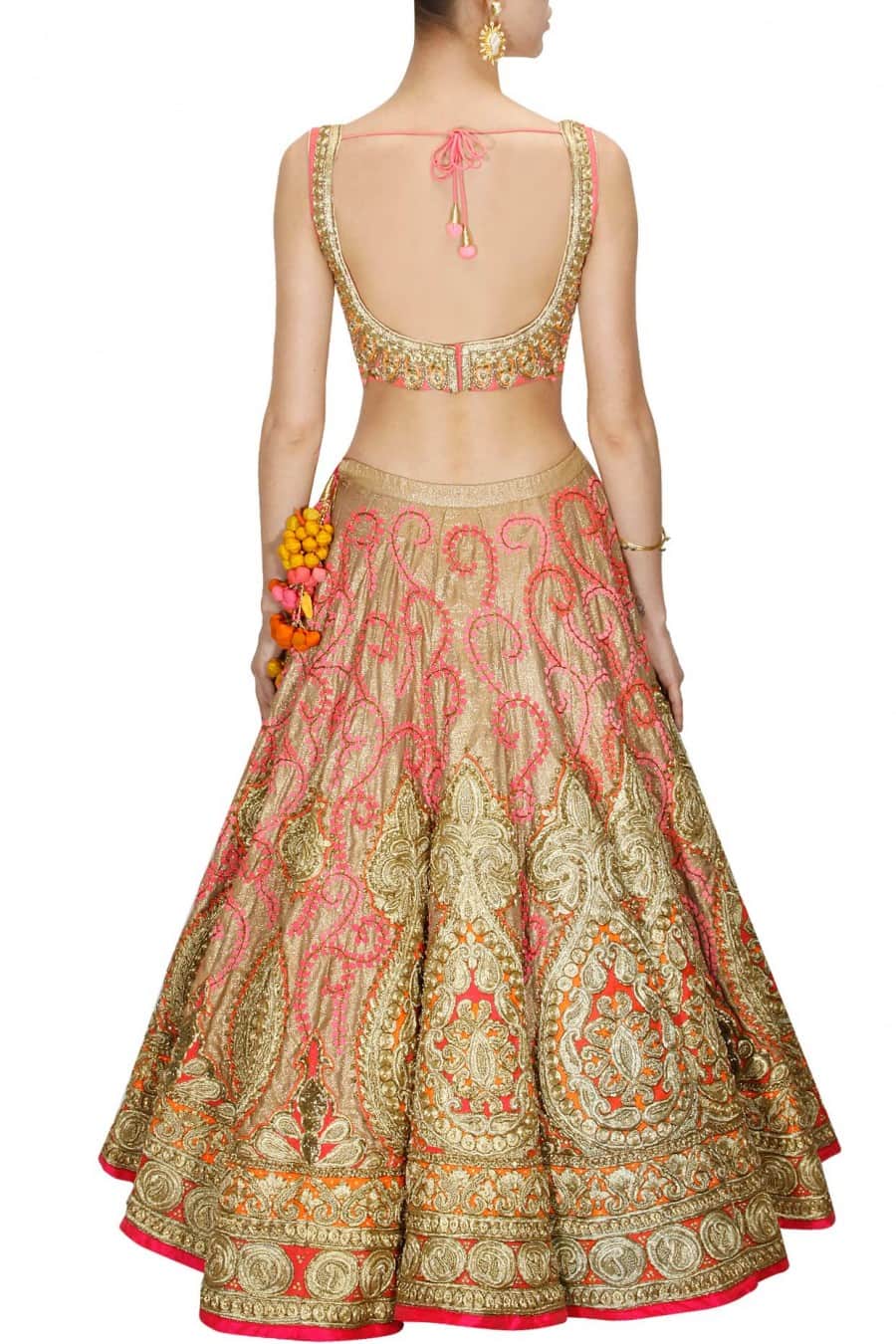 Peach and Gold Bridal Lehenga Set