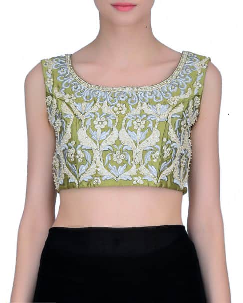 Lime Zari Embroidered Blouse with dori