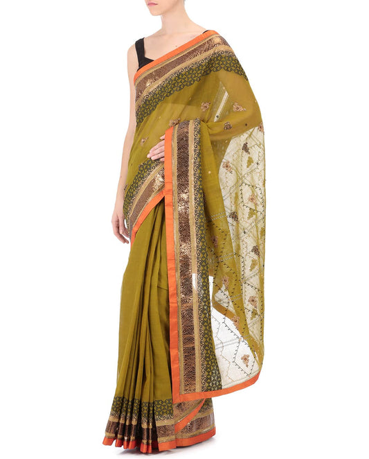 Handwoven Cotton Silk Sari with Blouse