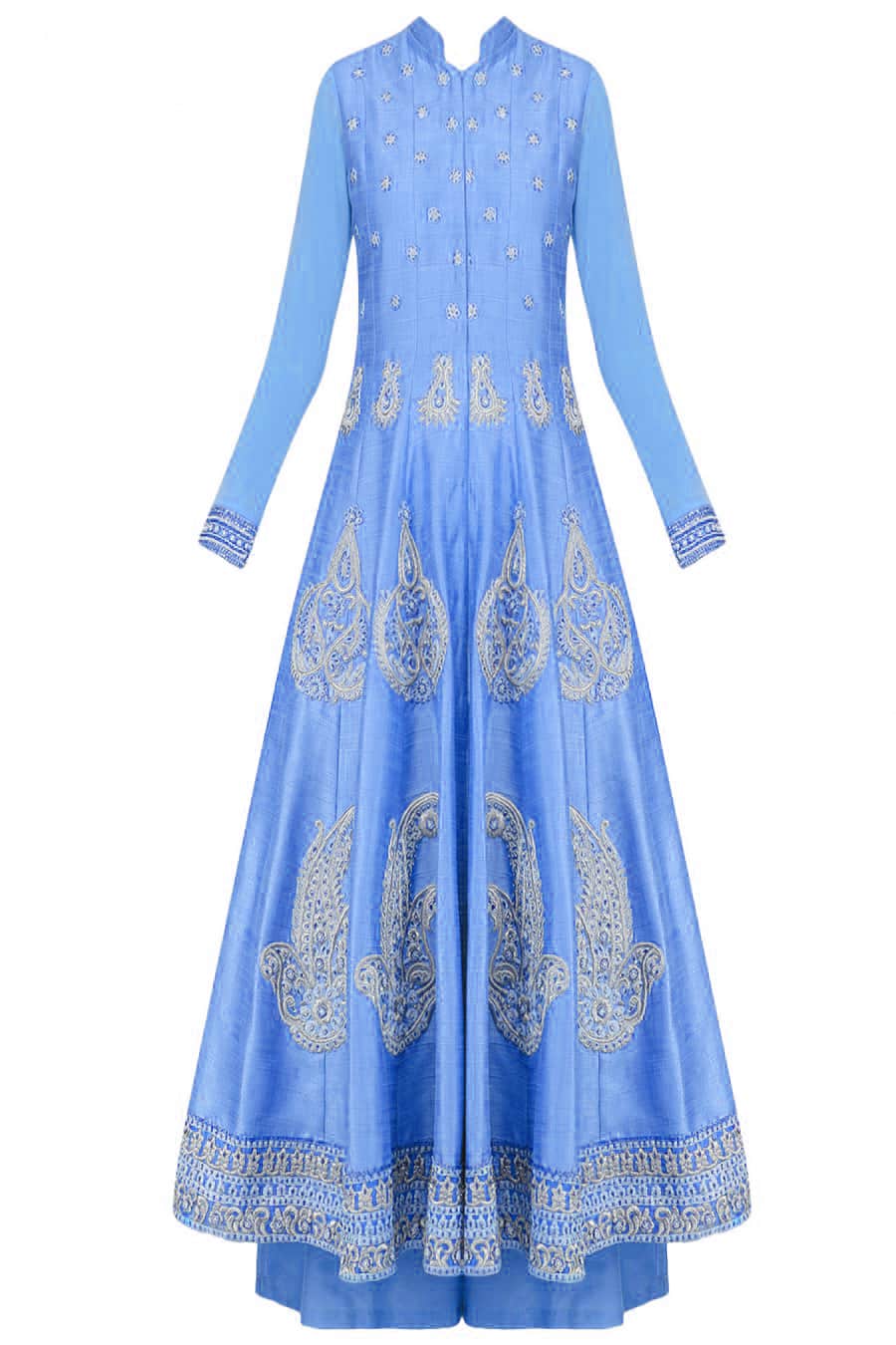 Chalk blue silk anarkali set